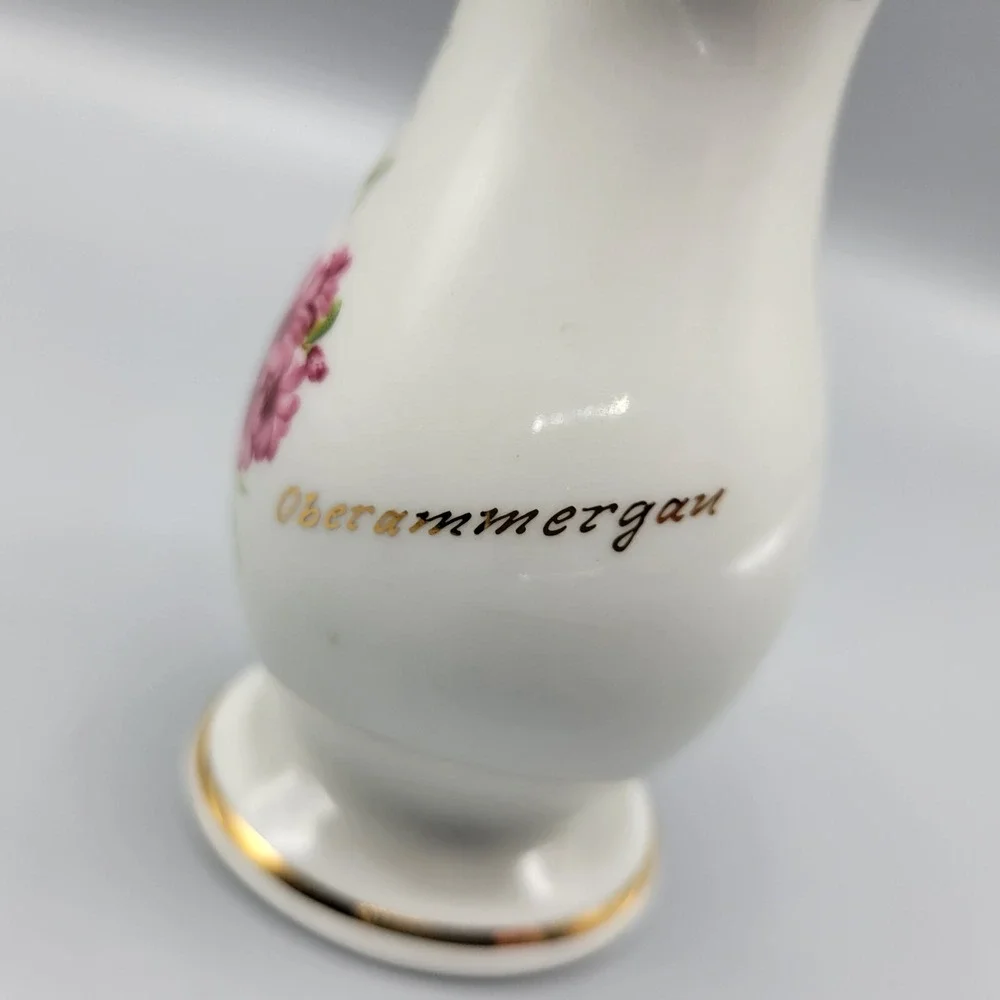 Vintage Wagner Bavaria Porcelain Flower Bud Vase Gold Trim 4